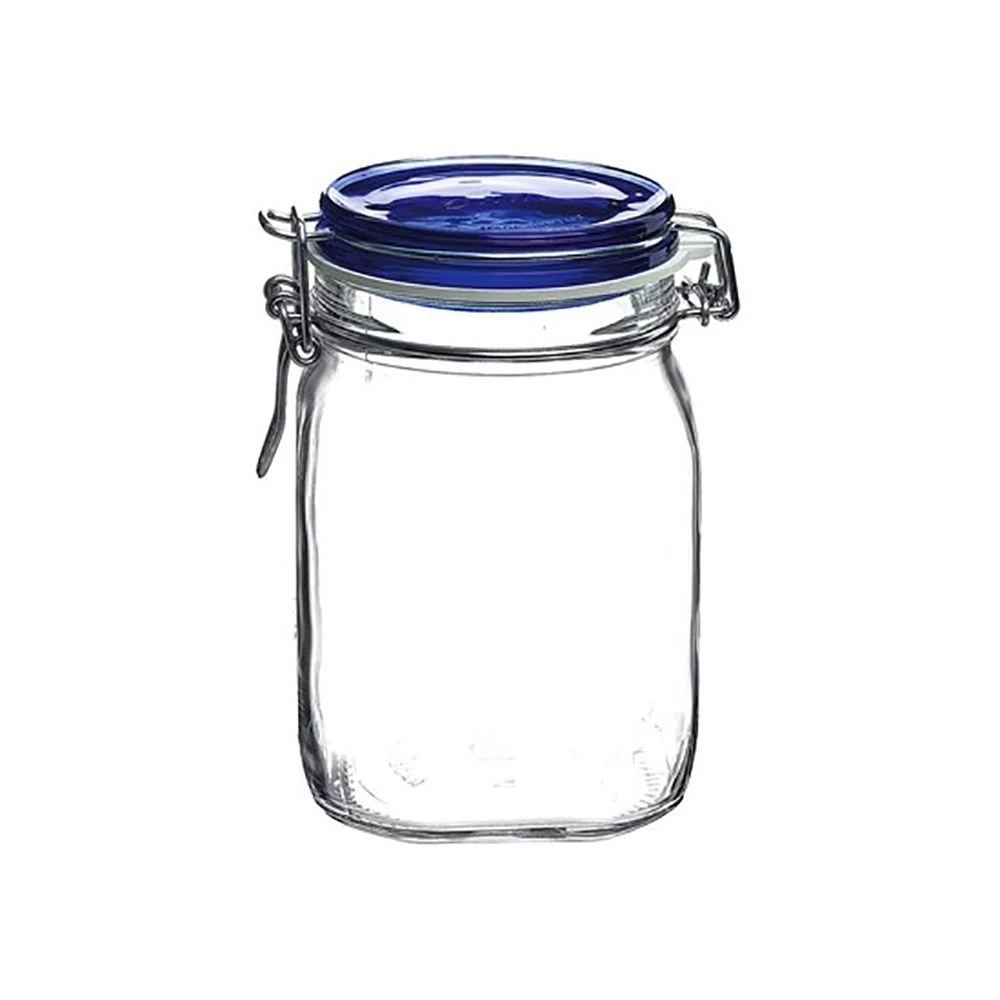Bormioli Rocco 1L Swing Top Fido Glass Jars - Blue Lid | 30-pack - Image 2