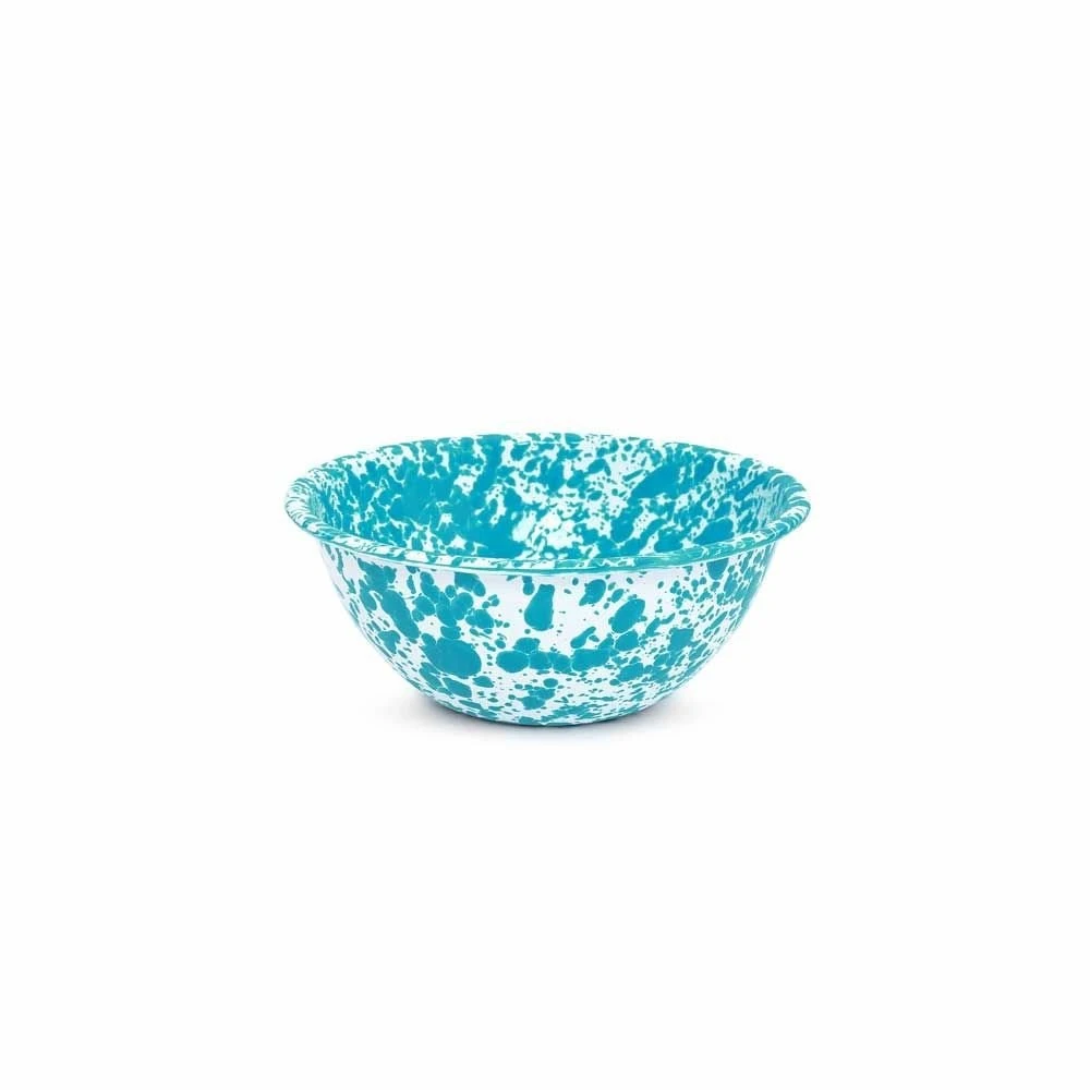 Crow Canyon Home Crow Canyon Enameled 2-Quart Serving Bowl Turquoise Marble