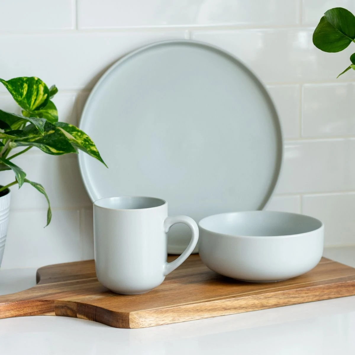 Everything Kitchens Modern Flat 24oz Bowls (Set Of 4) | Stone Gray - Image 3