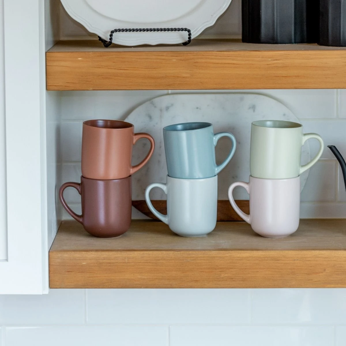 Everything Kitchens Modern Flat 8-Piece Mug Set | Dusty Blue & Terracotta - Image 5