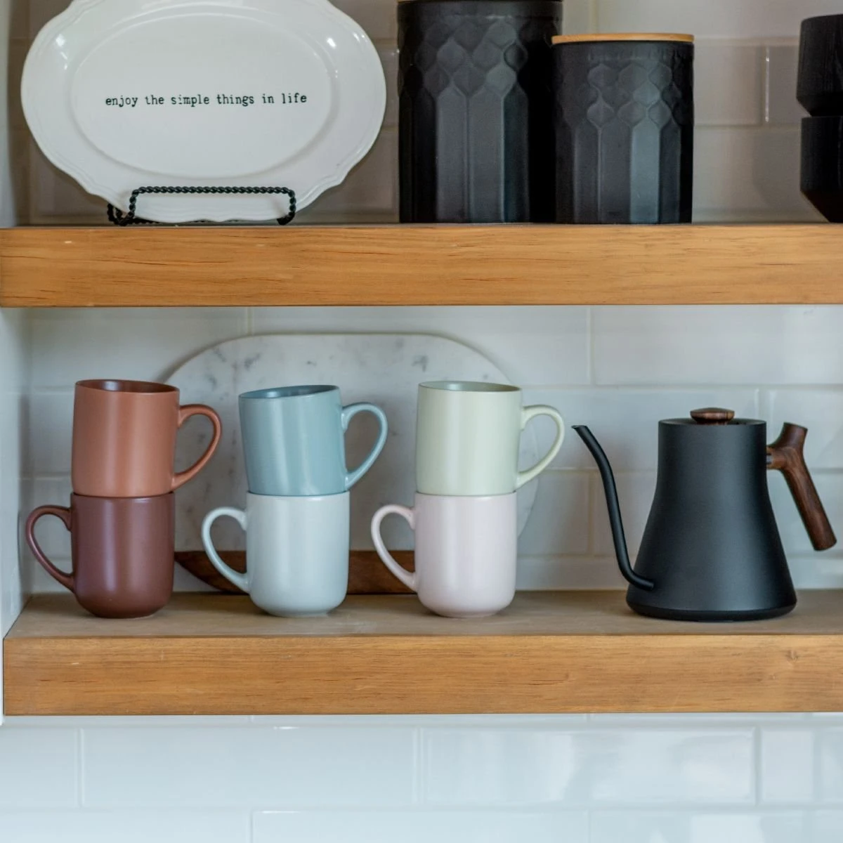 Everything Kitchens Modern Flat 15oz Mugs (Set Of 4) | Brown - Image 4