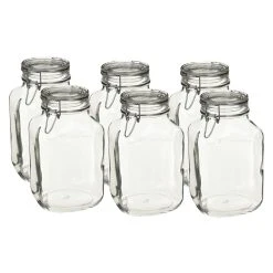 Bormioli Rocco 3L Swing Top Glass Fido Glass Jars | 6-pack