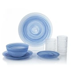 Fortessa La Jolla 24-Piece Dinnerware Set + Glasses | Ink Blue