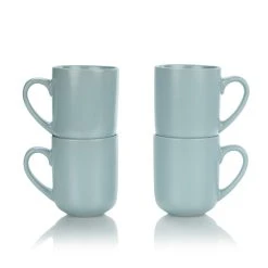 Everything Kitchens Modern Flat 15oz Mugs (Set Of 4) | Dusty Blue