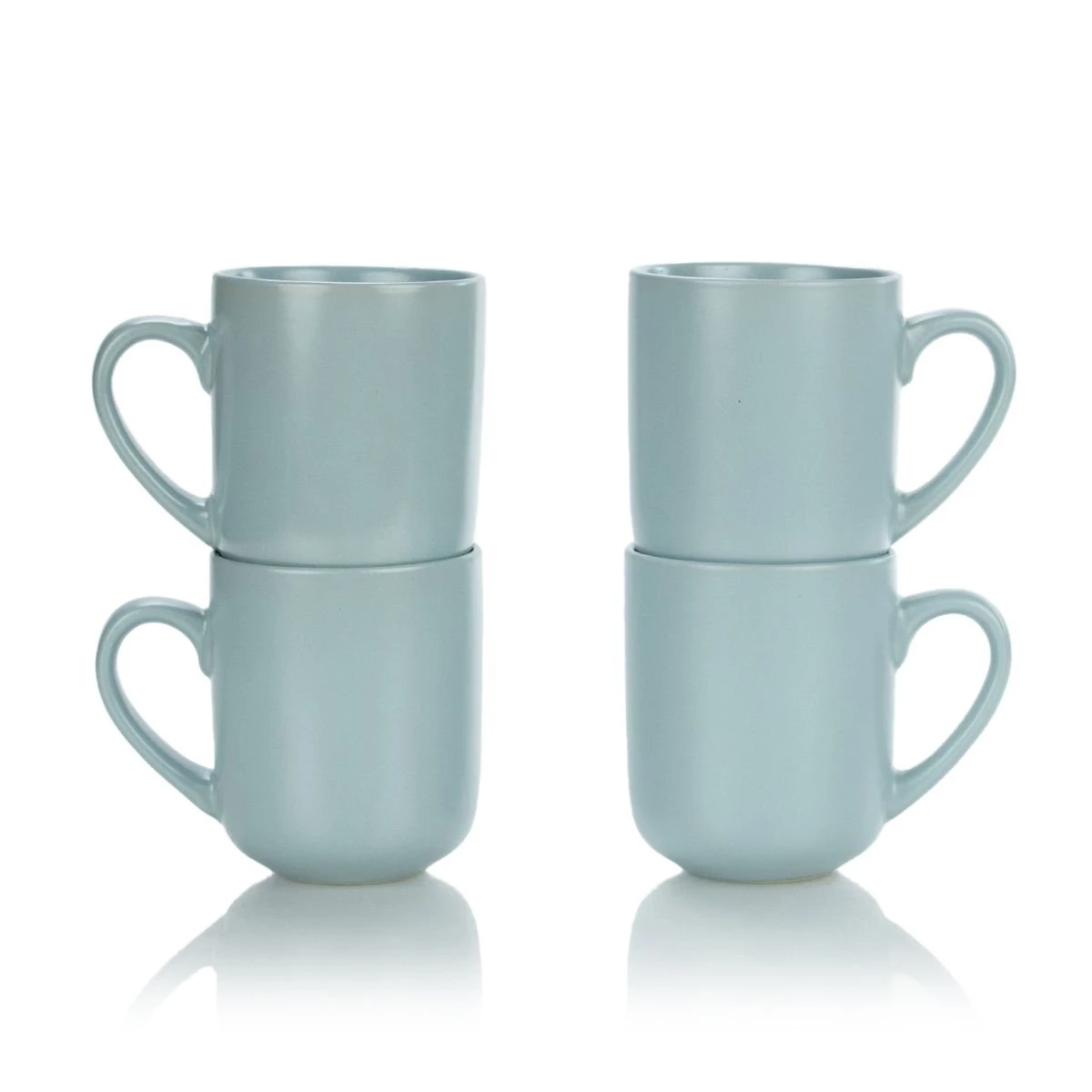 Everything Kitchens Modern Flat 15oz Mugs (Set Of 4) | Dusty Blue