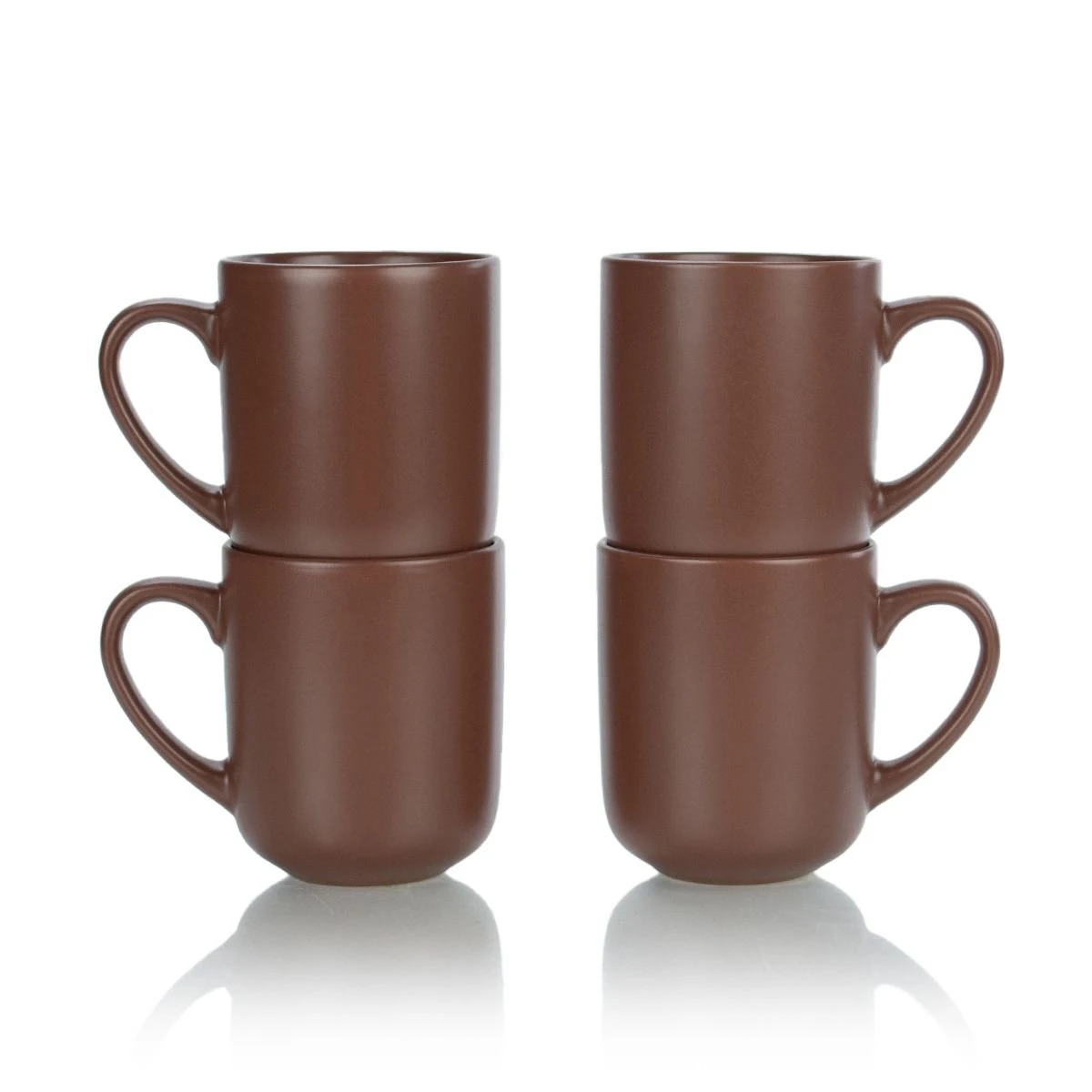 Everything Kitchens Modern Flat 15oz Mugs (Set Of 4) | Brown