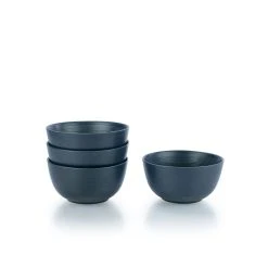 Everything Kitchens Modern Colorful Neutrals - Rippled 6" Bowls (Set Of 4) - Matte | Charcoal
