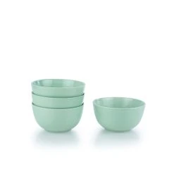 Everything Kitchens Modern Colorful Neutrals - Rippled 6" Bowls (Set Of 4) - Glazed | Light Green
