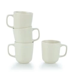 Everything Kitchens Modern Colorful Neutrals - Rippled 12oz Mugs (Set Of 4) - Matte | Beige