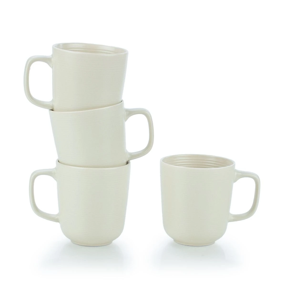 Everything Kitchens Modern Colorful Neutrals - Rippled 12oz Mugs (Set Of 4) - Matte | Beige