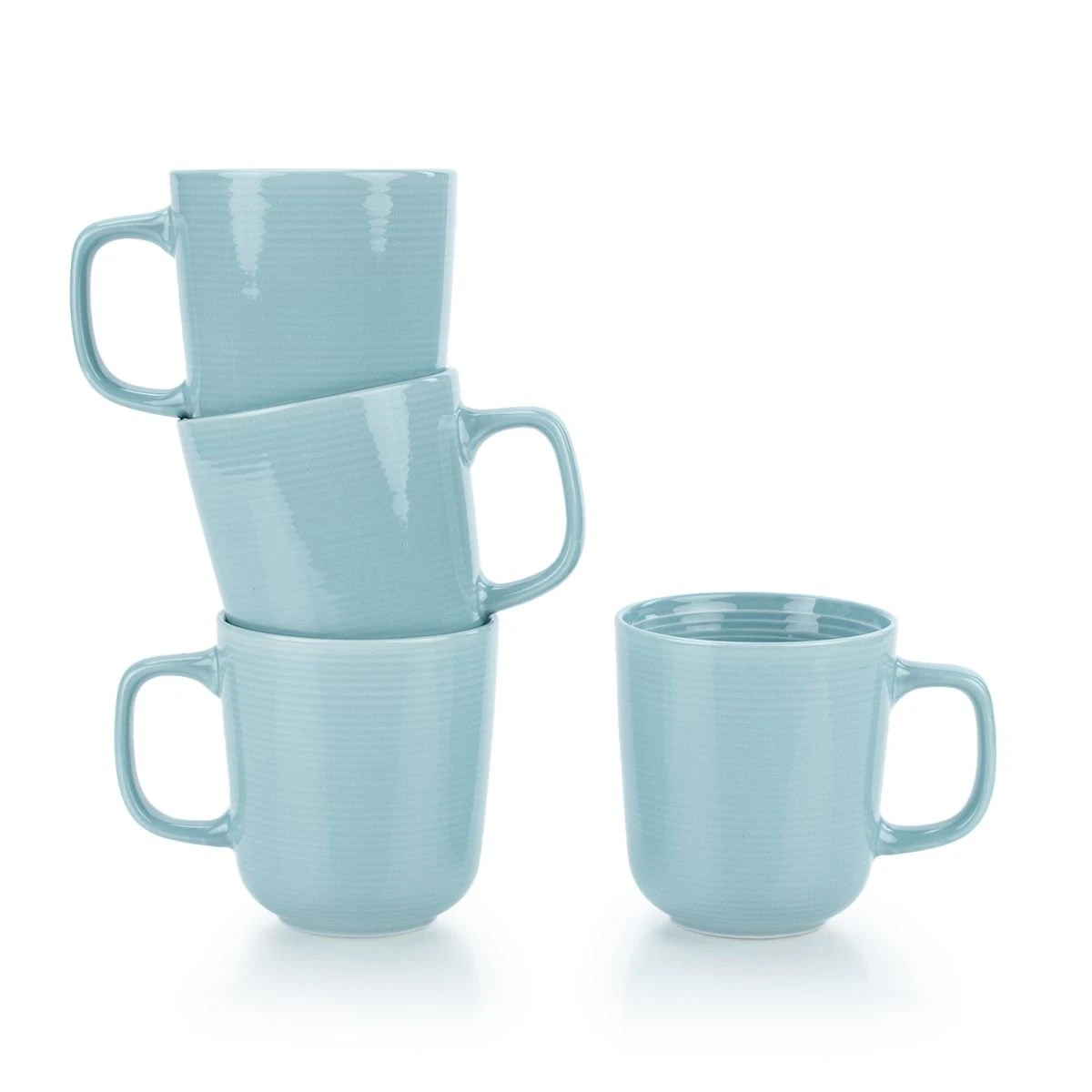 Everything Kitchens Modern Colorful Neutrals - Rippled 12oz Mugs (Set Of 4) - Glazed | Blue