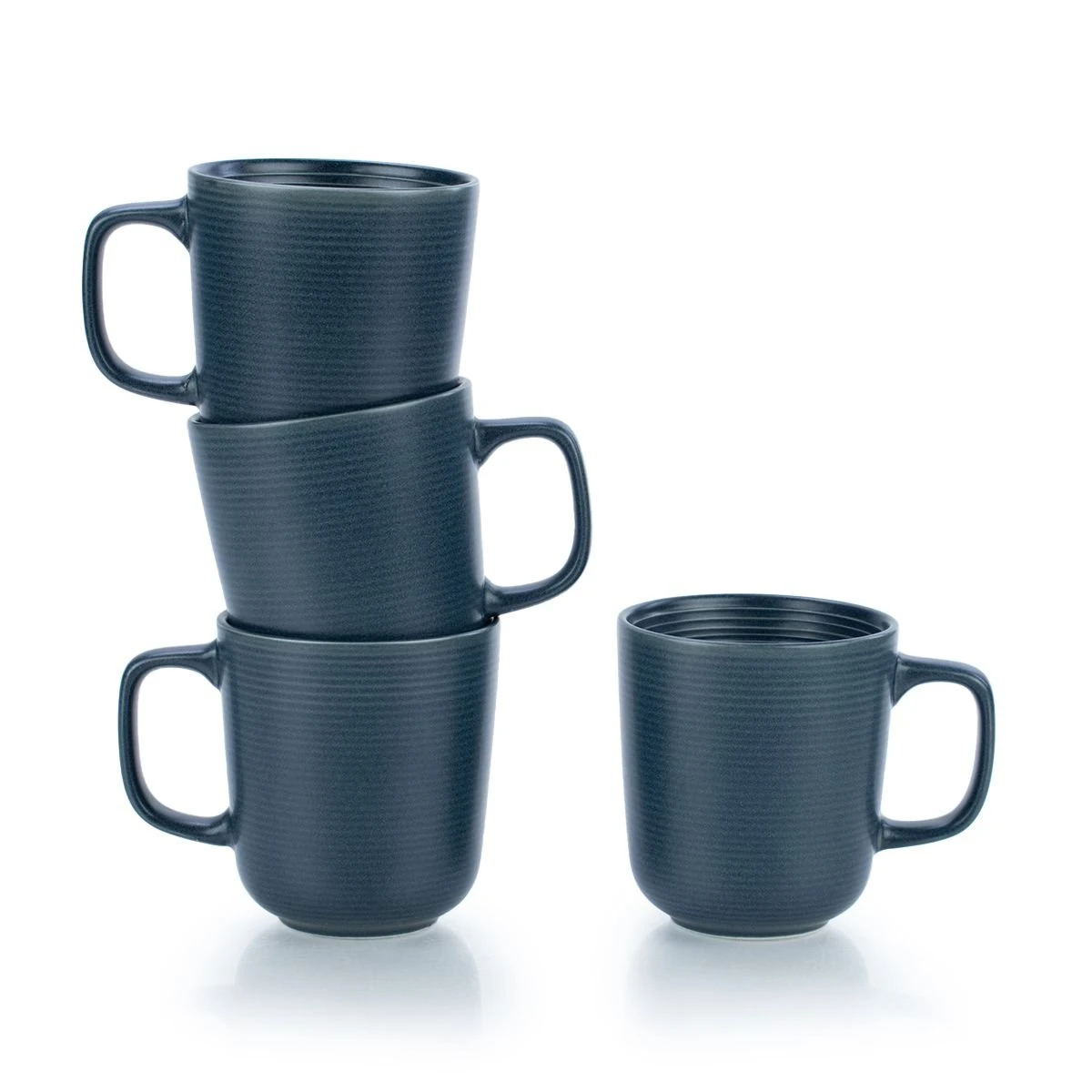 Everything Kitchens Modern Colorful Neutrals - Rippled 12oz Mugs (Set Of 4) - Matte | Charcoal