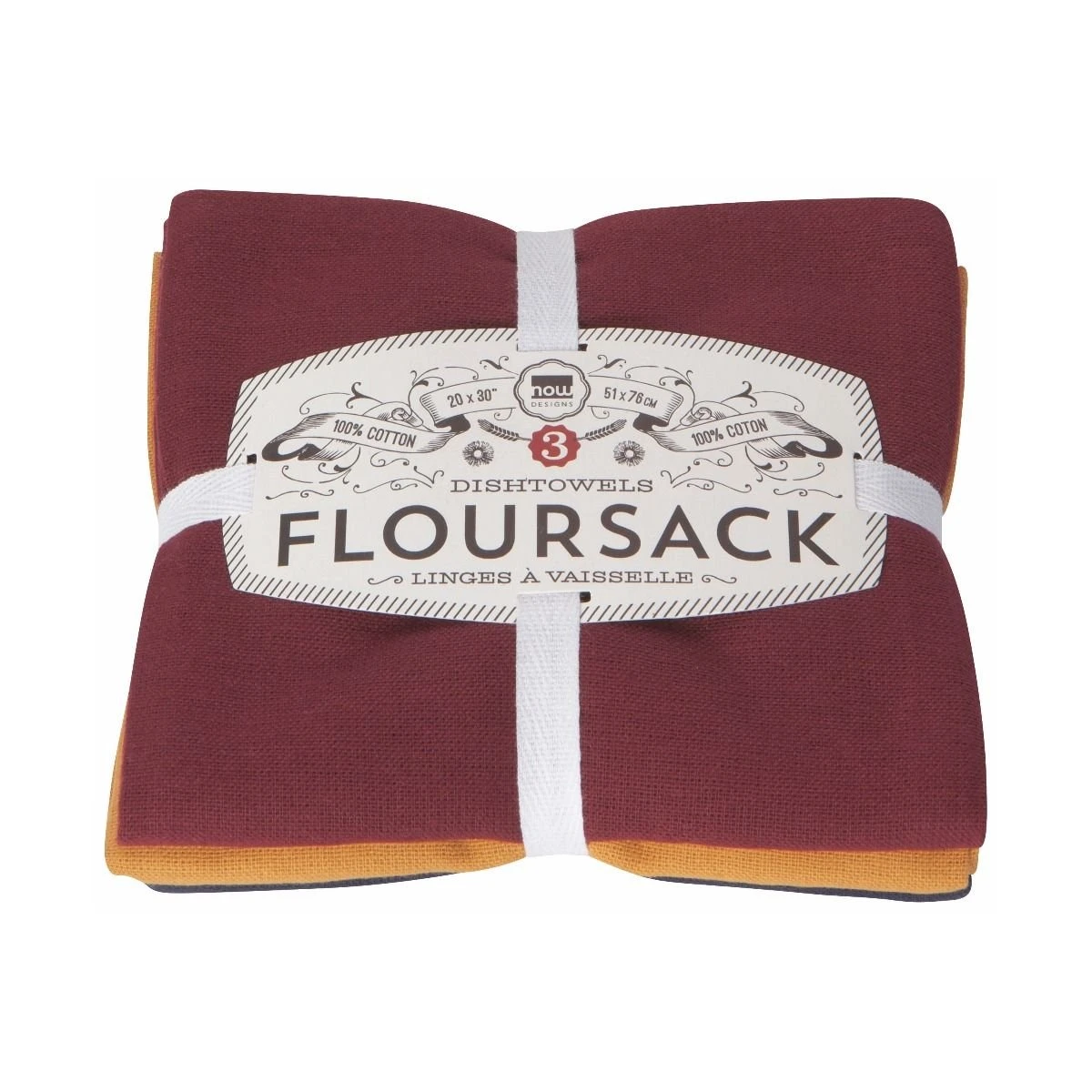 Danica Brands Now Designs By Danica Floursack Dishtowels (Set Of 3) | Wine, Maize & Midnight