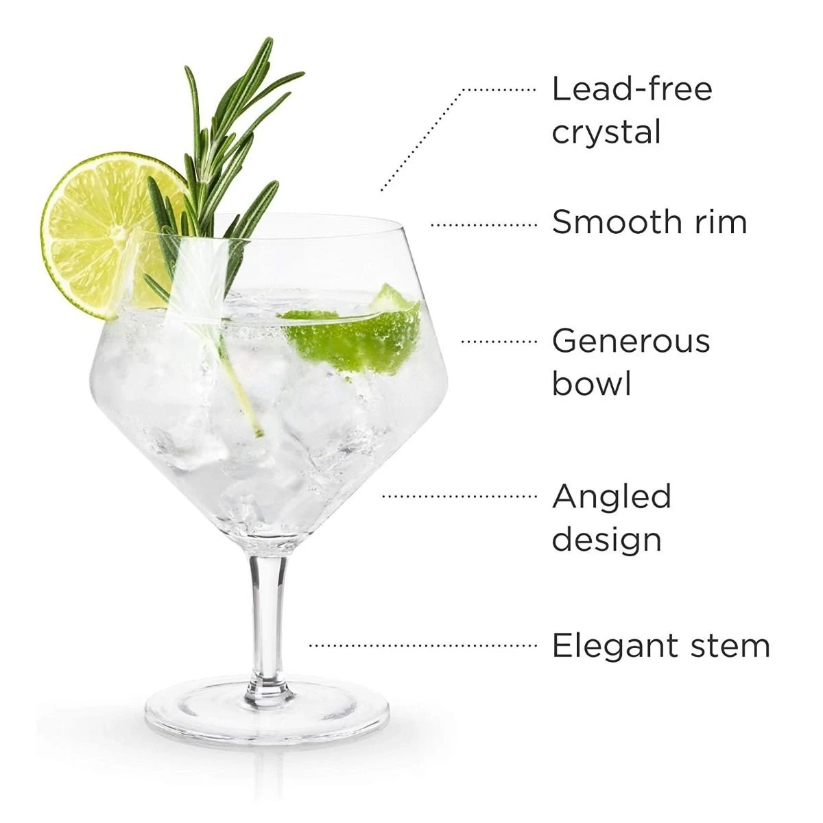 Viski® Angled Crystal Gin & Tonic Glasses - Image 9