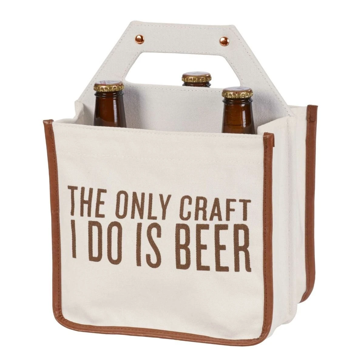 C.R Gibson (One Coast) C.R. Gibson Cotton Canvas Beer Caddy | Only Craft Is Beer - Image 2