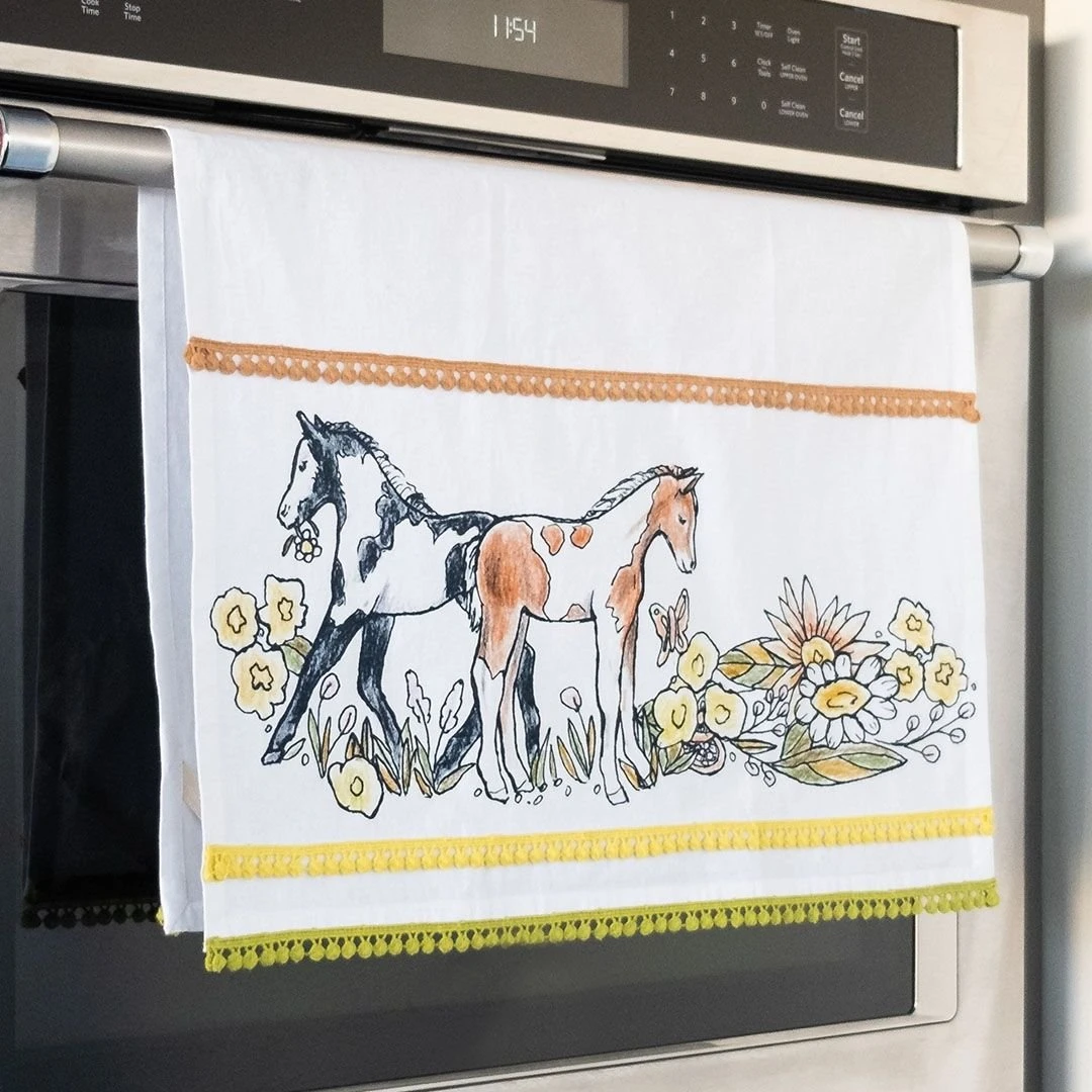 Everything Kitchens Barnyard Baby Animals Tea Towel + Pot Holder Set | "Hold Your Baby Horses" - Foal - Image 5