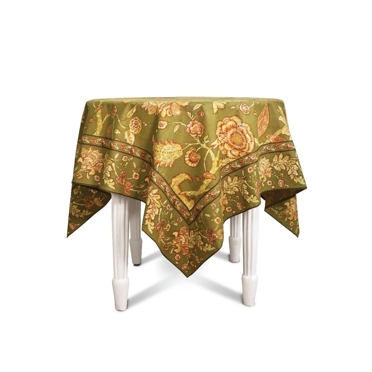 April Cornell 54" X 54" Jacobean Garden Breakfast Tablecloth | Olive