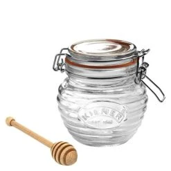 Kilner 13.5oz Swing Top Honey Pot + Beechwood Dipper Set