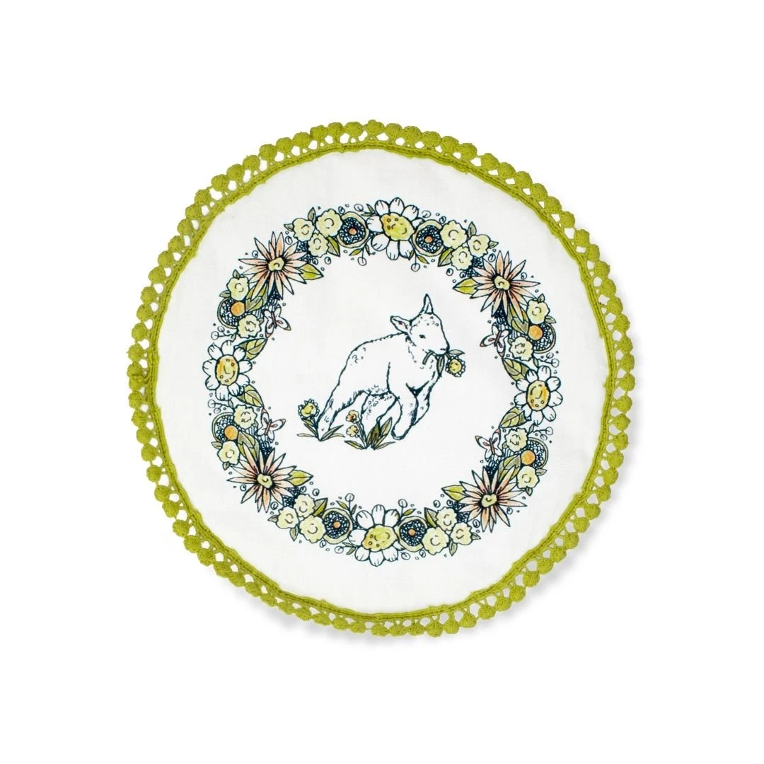 Everything Kitchens Barnyard Baby Animals Tea Towel + Pot Holder Set | "Leaping Sheep" - Lamb - Image 2