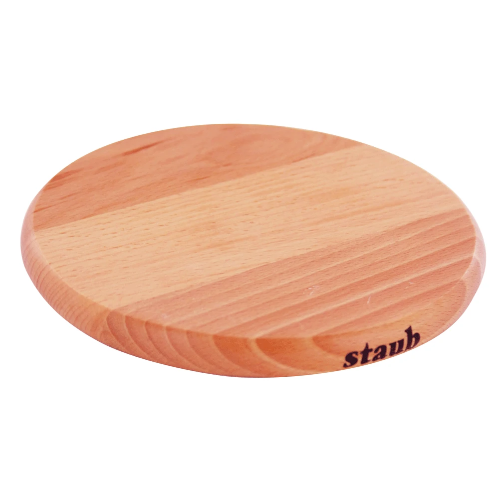 Staub 9" Round Magnetic Wooden Trivet | Large
