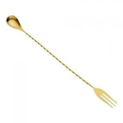 Mercer Barfly 12.4" Bar Spoon With Fork | Gold Plated