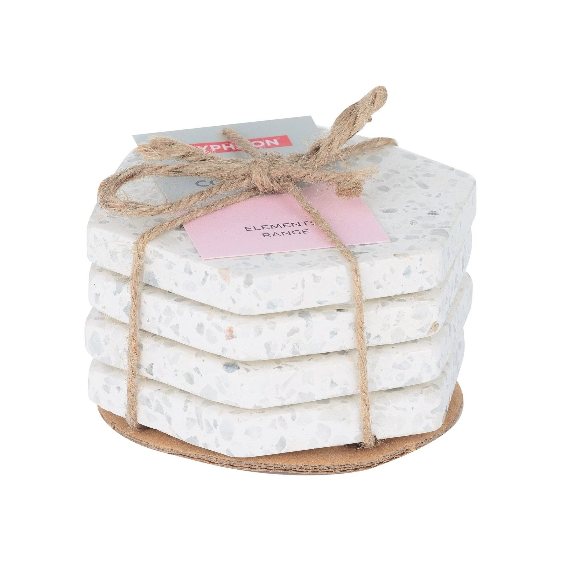 Typhoon Elements Hexagon Coasters (Set Of 4) | Terrazzo Stone - Image 2