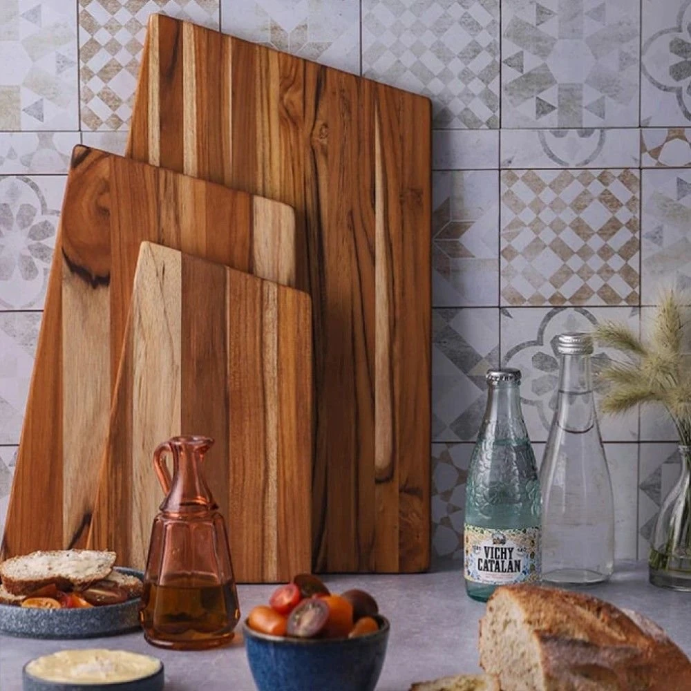 TeakHaus Trapeze Edge Grain Cutting/Serving Board | 19" X 12.5" X .55" - Image 4