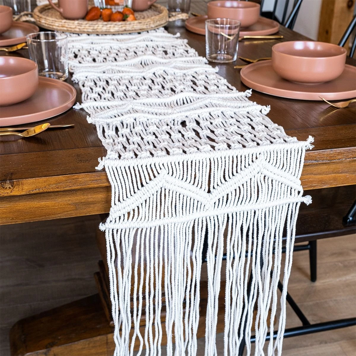 Everything Kitchens 13" X 86" Macrame Table Runner | Piper