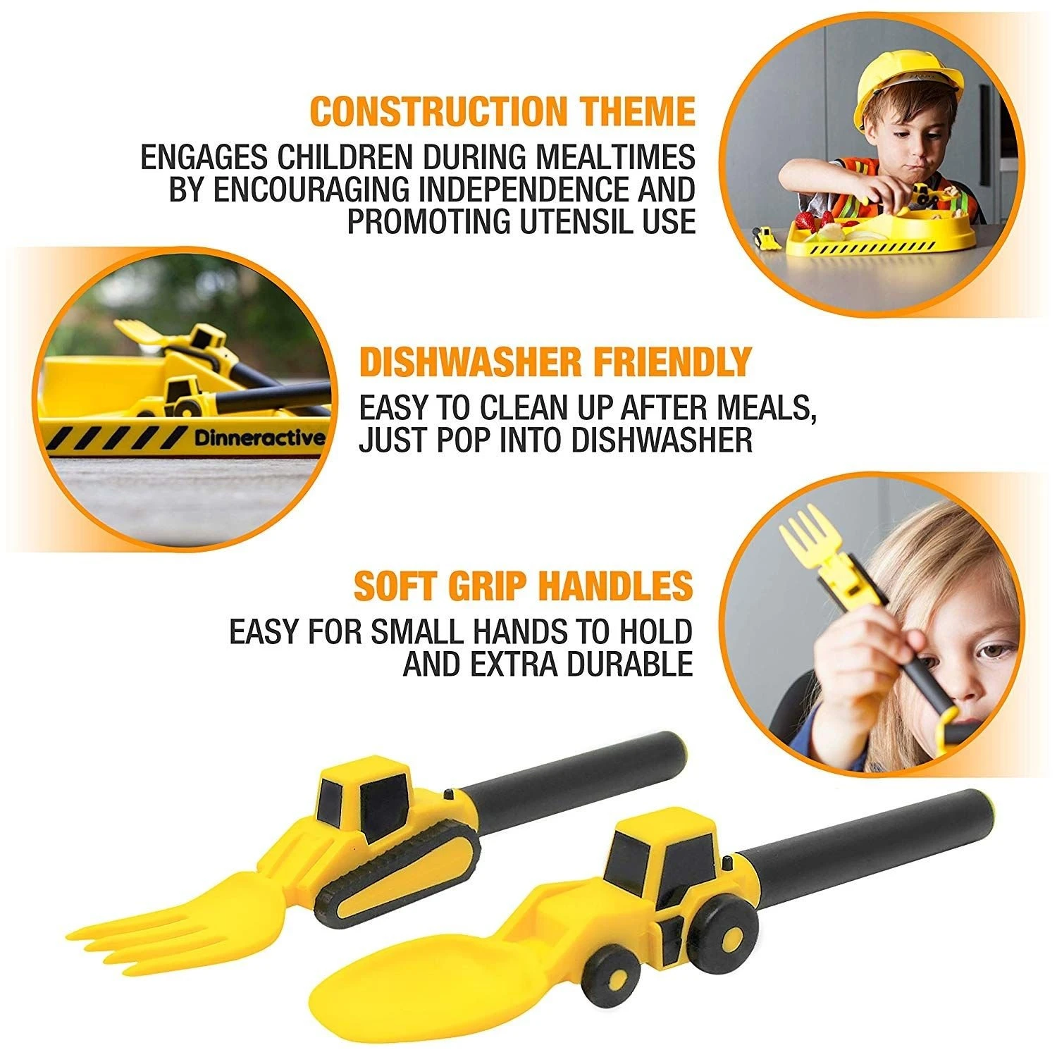 Masontops Dinneractive Construction Utensil Set Of 2 Yellow - Image 2