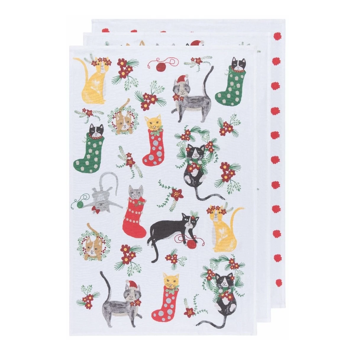 Danica Brands Danica Jubilee Floursack Dishtowels (Set Of 3) | Meowy Christmas - Image 2