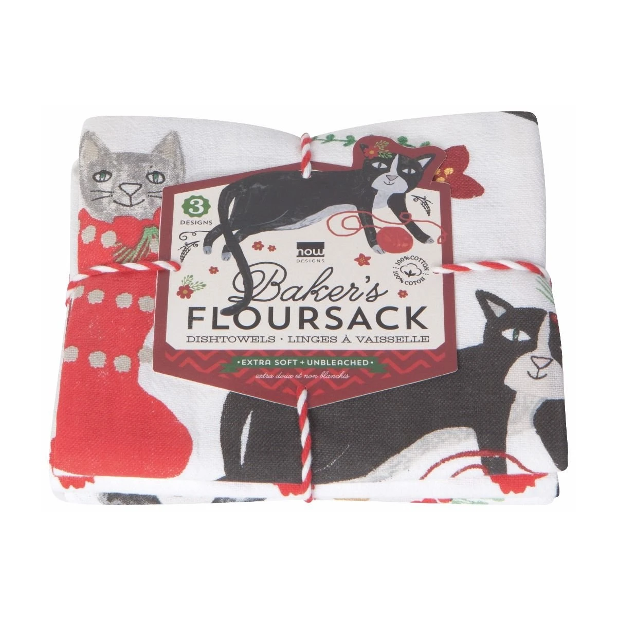 Danica Brands Danica Jubilee Floursack Dishtowels (Set Of 3) | Meowy Christmas