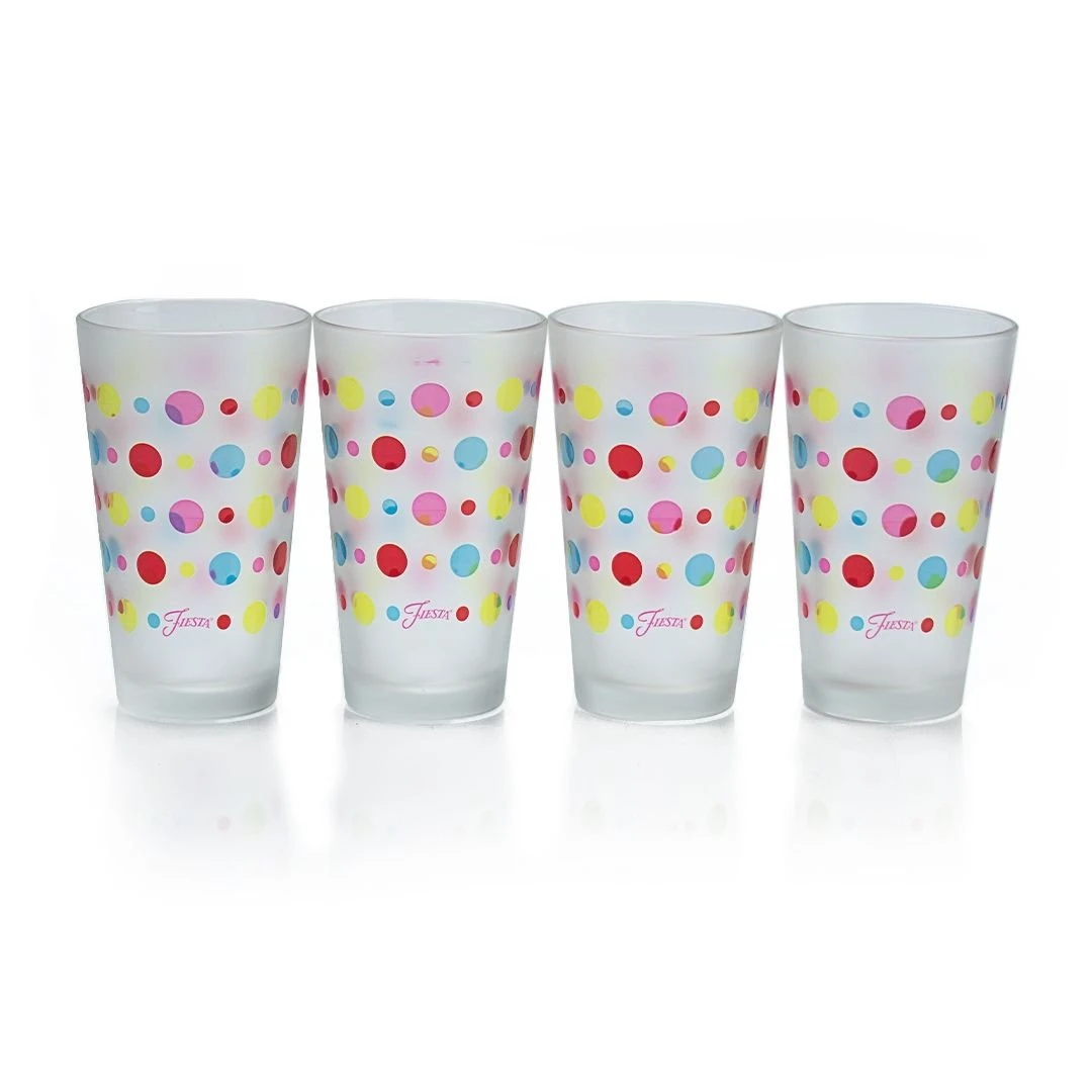 Fiesta® 16oz Cooler Glassware (Set Of 4) | Frosted Multi-Color Dots
