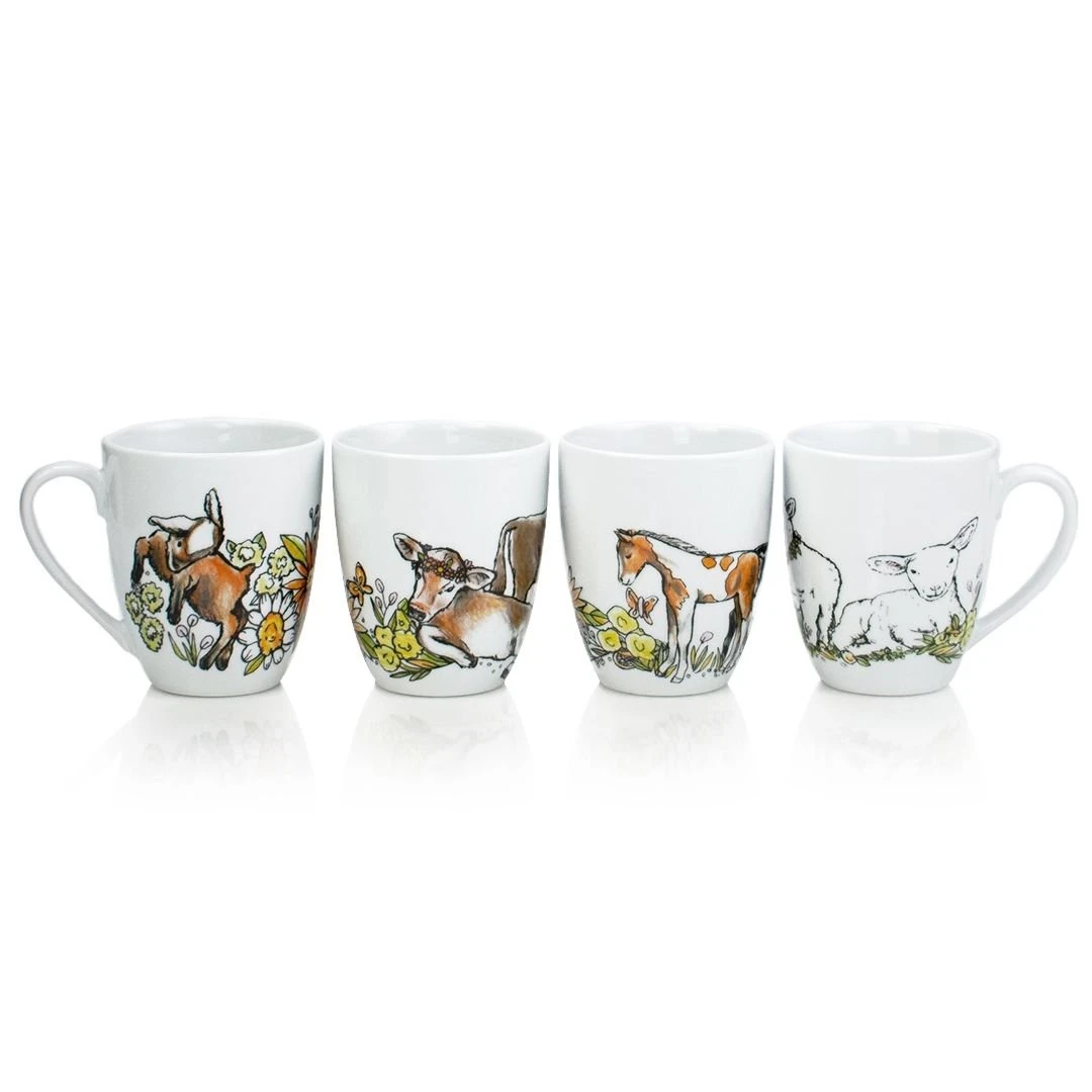 Everything Kitchens Barnyard Baby Animals 12oz Mugs (Set Of 4) | Assorted