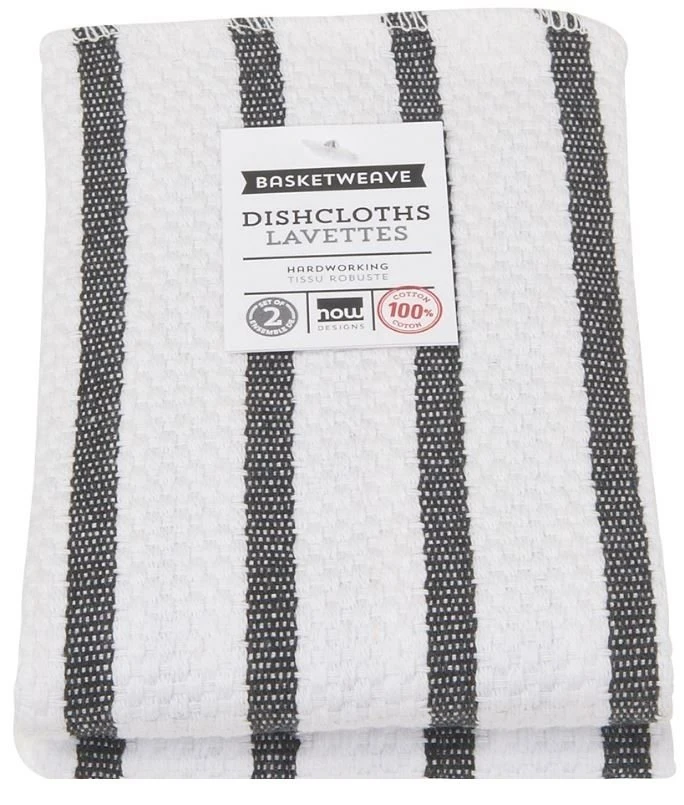 Danica Brands Now Designs By Danica Basketweave Dishcloths (Set Of 2) | Black Stripe