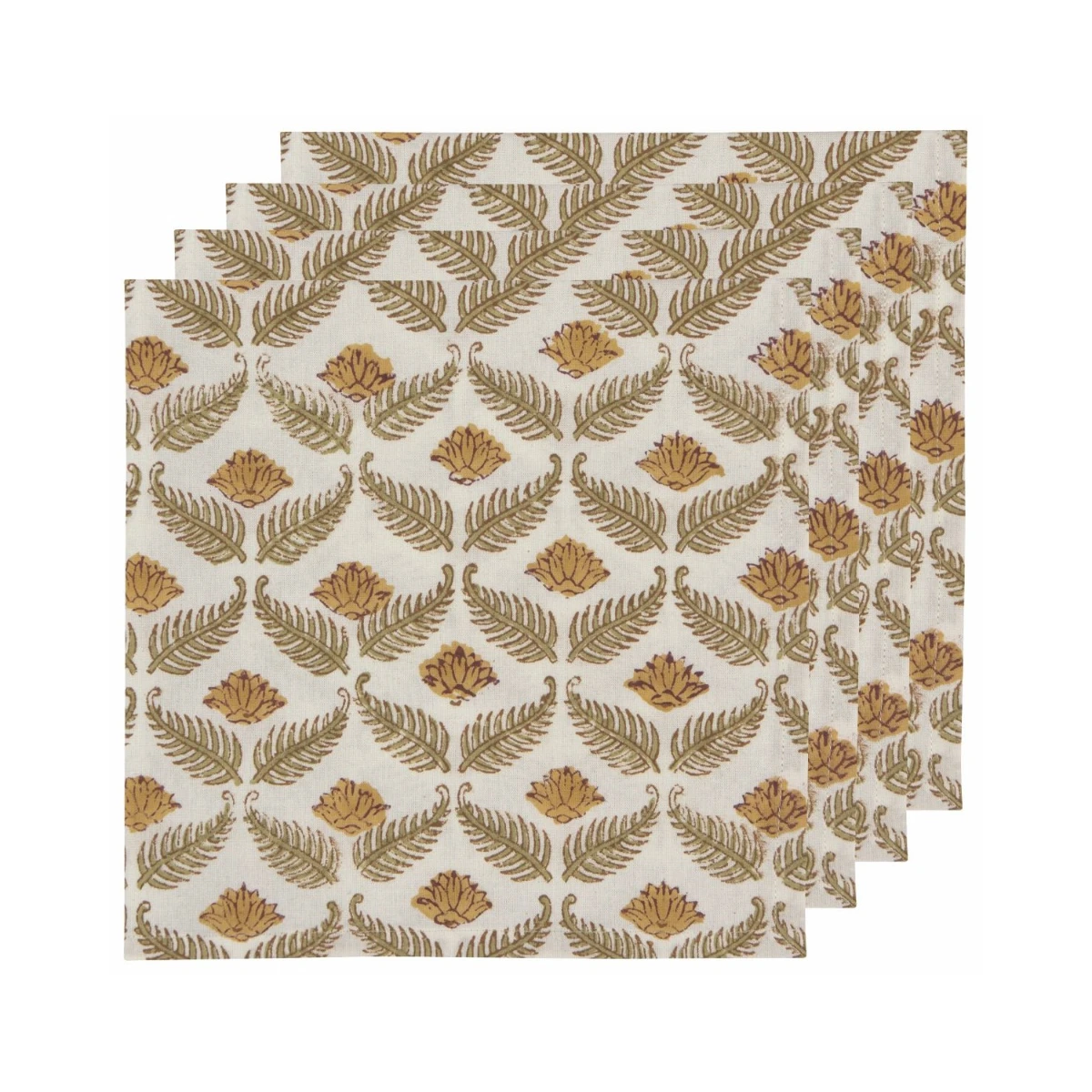Danica Brands Danica Heirloom 18" Block Print Napkins (Set Of 4) | Frond