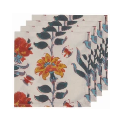 Danica Brands Danica Heirloom 18" Block Print Napkins (Set Of 4) | Marigold