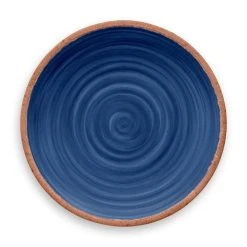 TarHong Melamine Tabletop 10.5" Round Dinner Plate | Rustic Swirl Indigo