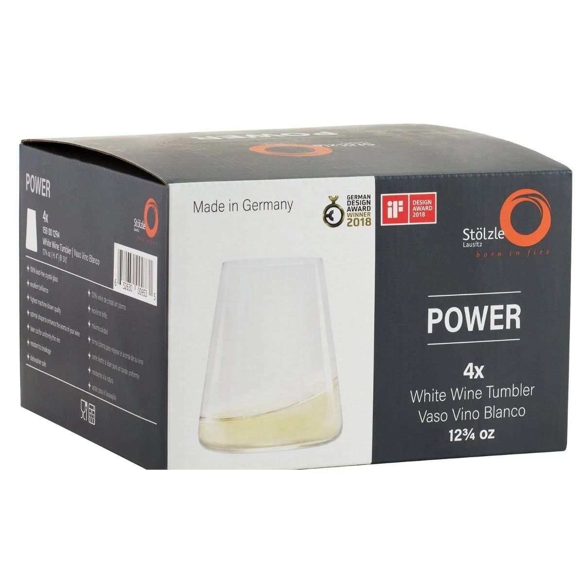 Stolzle 12.75oz Power Crystal White Wine Stemless Glasses | Set Of 4 - Image 2