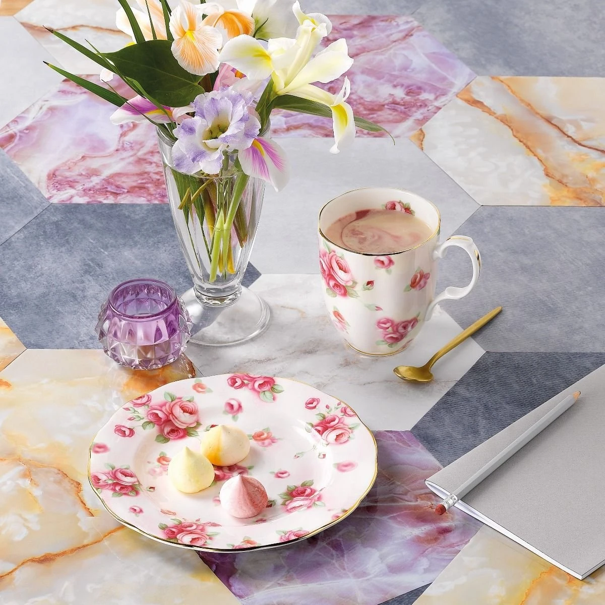 Royal Albert 100 Years 1950-1990 10-Piece Set | Festival, Golden Rose, Poppy, Rose Blush & Bouquet - Image 5