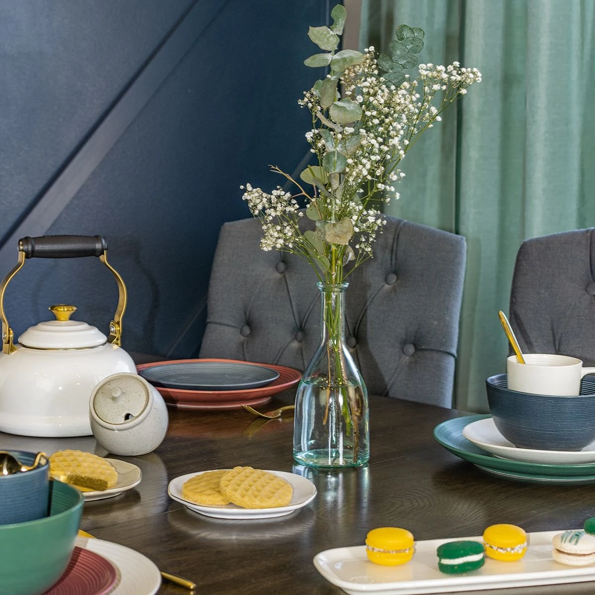 Everything Kitchens Modern Colorful Neutrals - Rippled 16-Piece Dinnerware Set - Matte | Green, Mocha, Charcoal, Ivory - Image 7