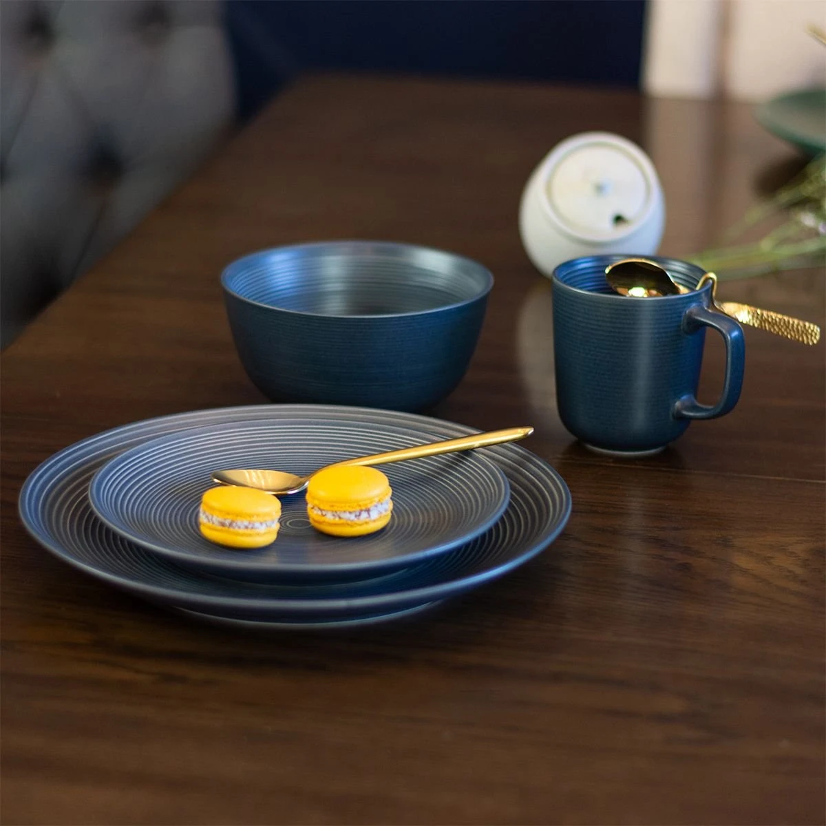 Everything Kitchens Modern Colorful Neutrals - Rippled 12oz Mugs (Set Of 4) - Matte | Charcoal - Image 3