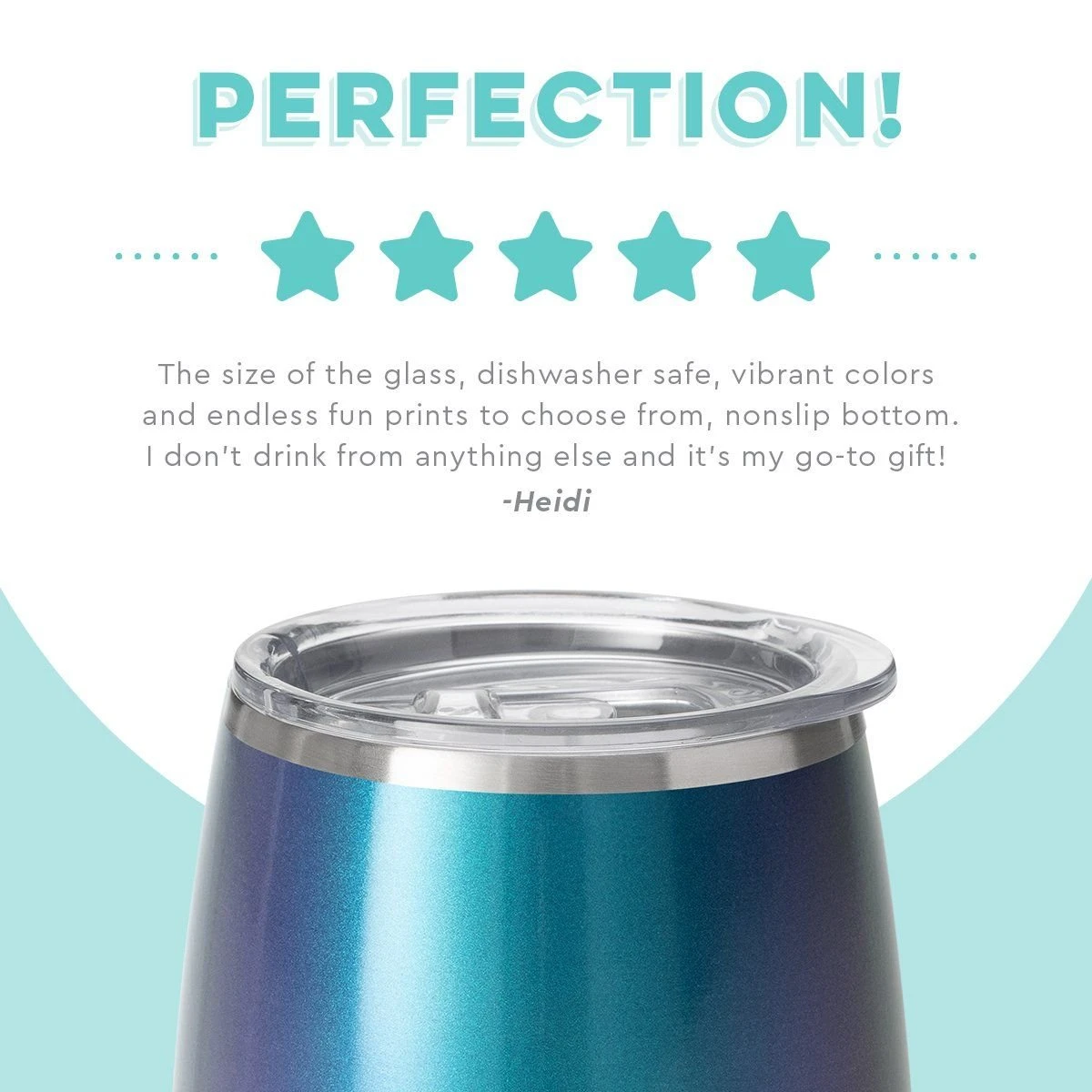 Swig Life™ 14oz Stemless Wine Cup | Shimmer Mermazing - Image 4