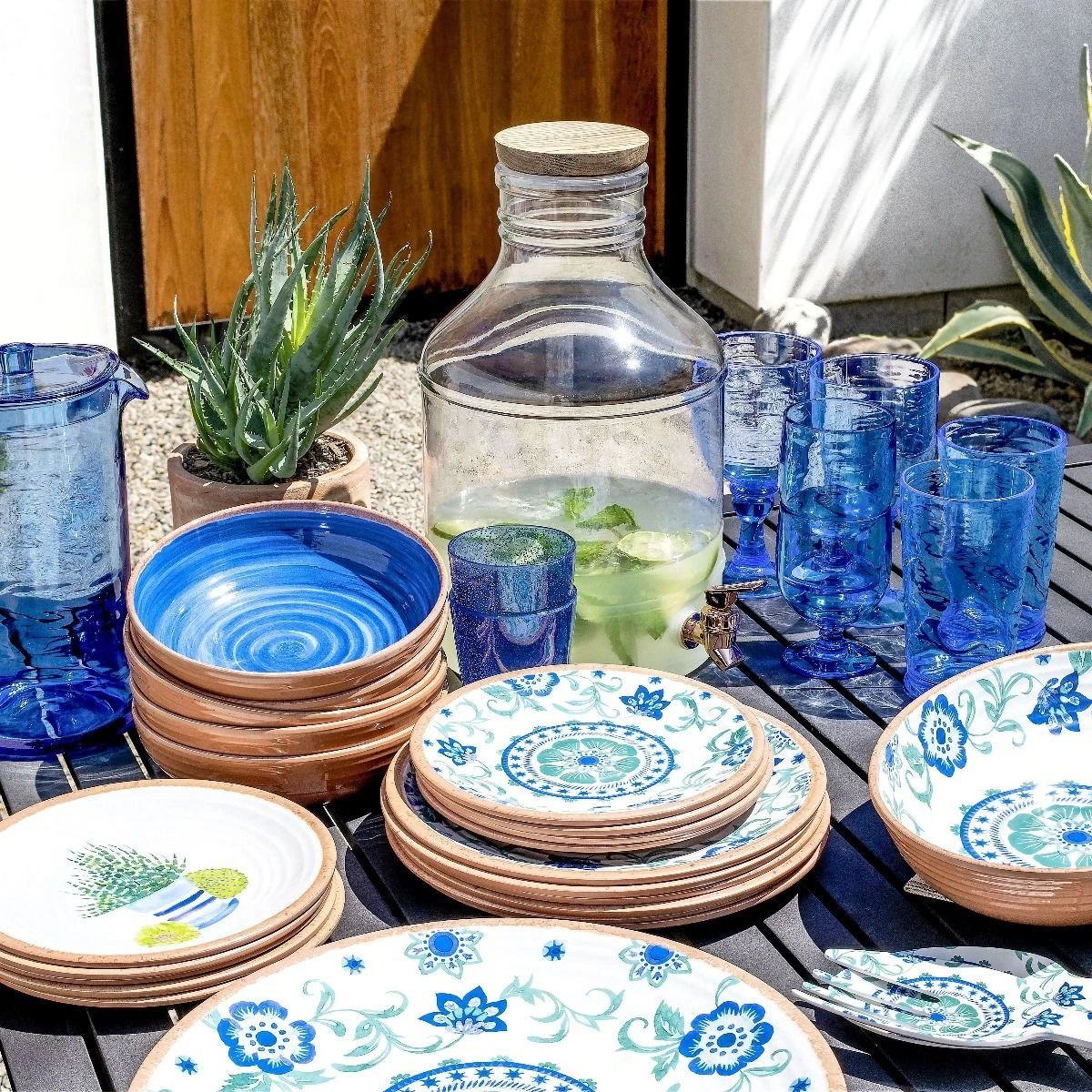 TarHong Melamine Tabletop Oval Serving Bowl | Rio Turquoise Floral - Image 3