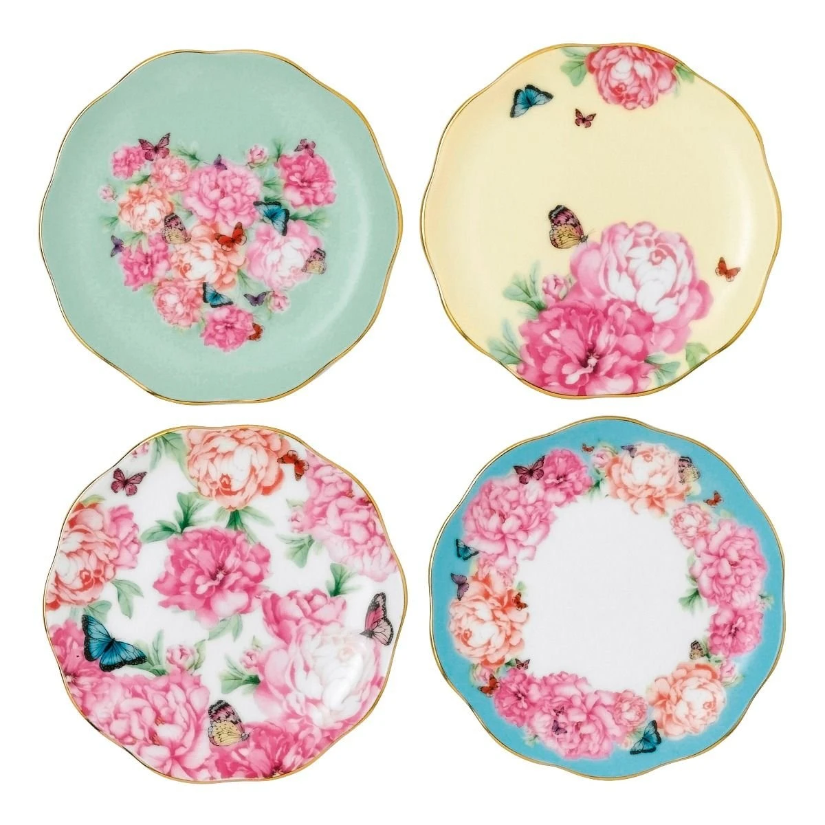 Miranda Kerr For Royal Albert 4" Tidbit Plates (Set Of 4) | Devotion, Gratitude, Blessings & Joy
