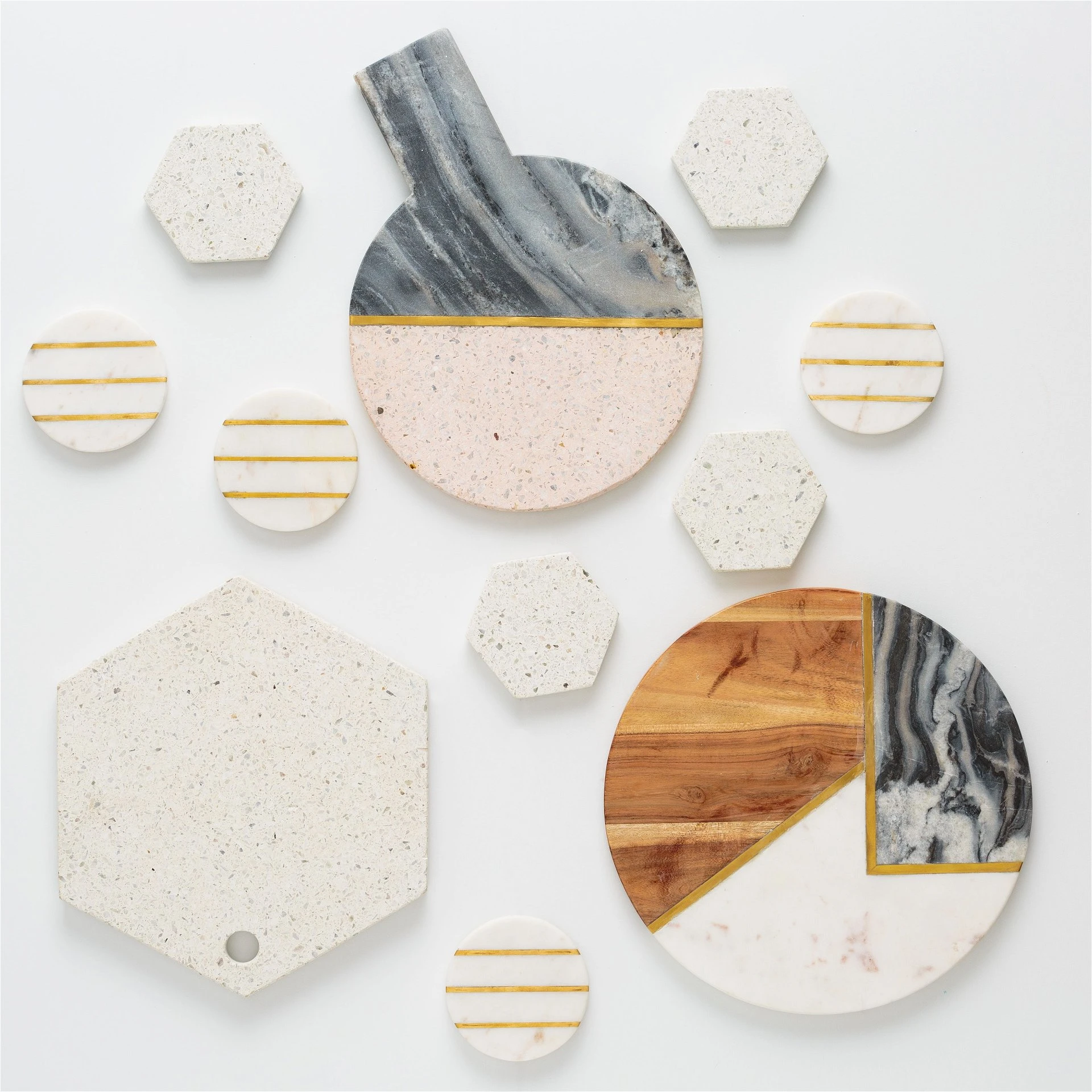 Typhoon Elements Hexagon Coasters (Set Of 4) | Terrazzo Stone - Image 4