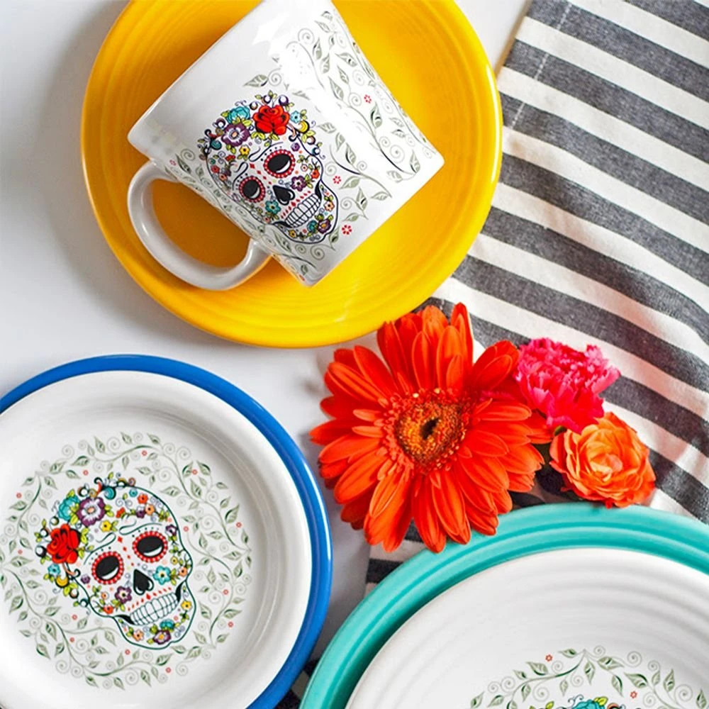 Fiesta® 15oz Tapered Mug | Sugar Skull And Vine (White) - Image 2
